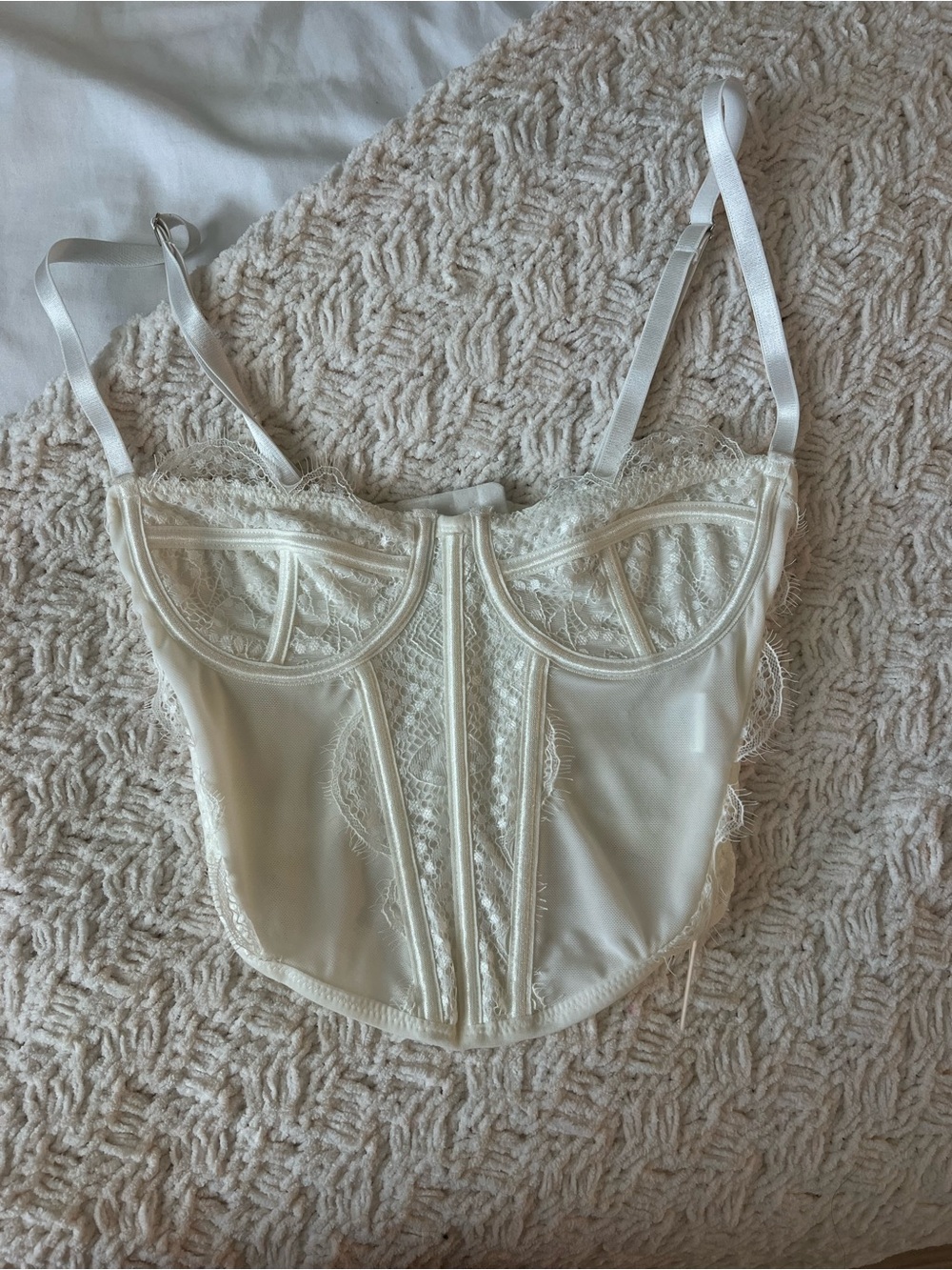 La Hearts White Lace Corset Top